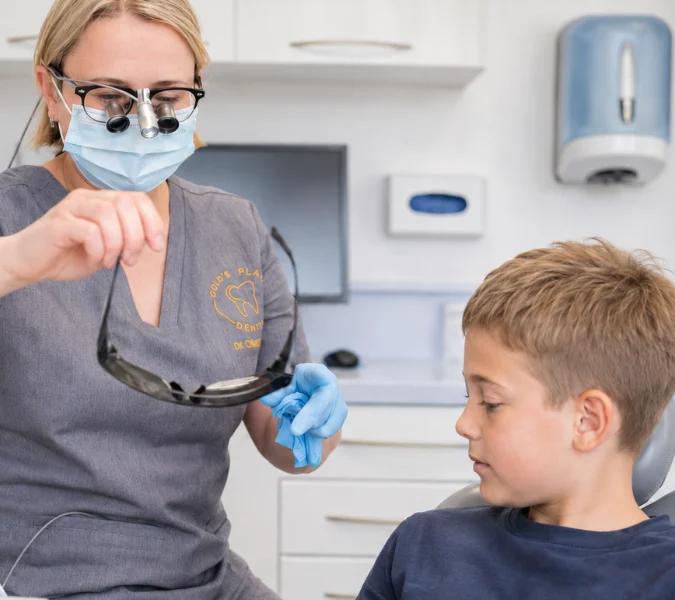 dentist working with children